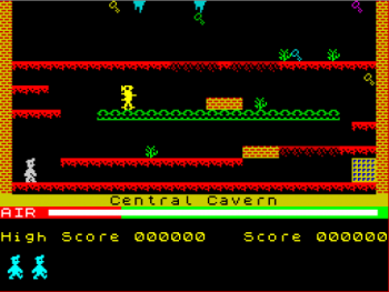 La mítica "Central Cavern", primera pantalla del Manic Miner